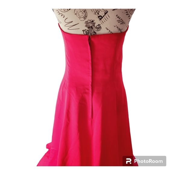 Red Strapless A-Line Ball Gown with Shawl - Picture 5 of 9